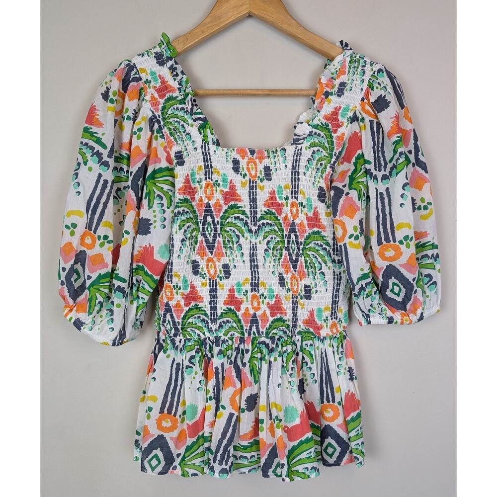Emily McCarthy Havana Puff Sleeve Top Jungle Ikat S